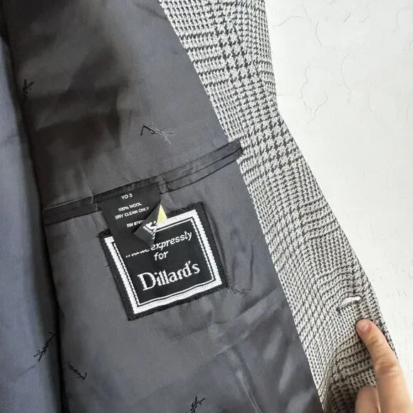 Vintage Yves Saint Laurent YSL Mens 40R Blazer Black Gray Sport Coat 2 Button - Picture 10 of 11